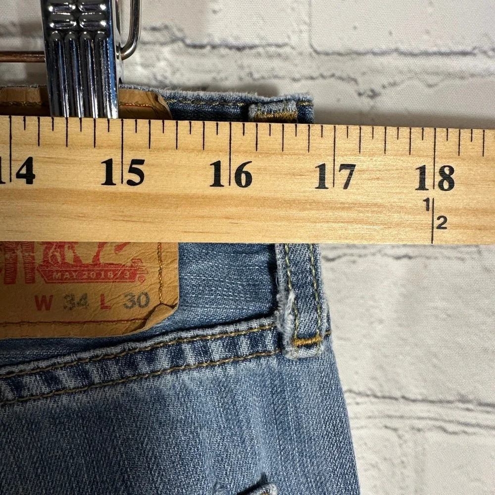 Levi Strauss 527 Bootcut Jeans Mens 34x30 Light Wash Distressed‎ Blue Denim